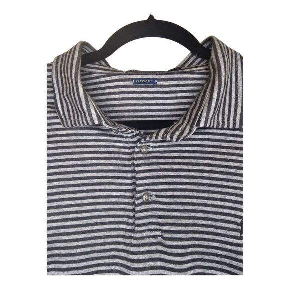 POLO RALPH LAUREN Men’s Gray Striped‎ Classic Fit Polo Shirt - Size XL - Picture 3 of 8
